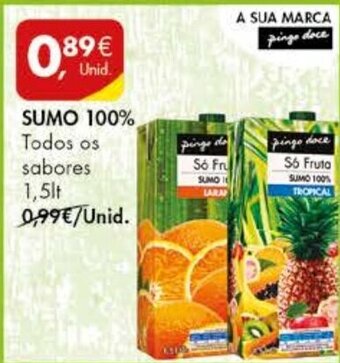 Pingo Doce Sumo 100% 1,5lt promoção