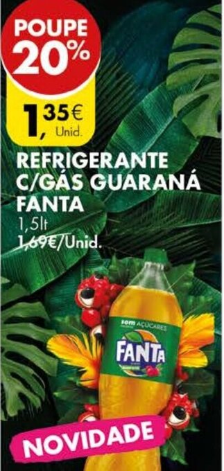 Pingo Doce Refrigerante C/Gás Guaraná Fanta 1,5lt promoção
