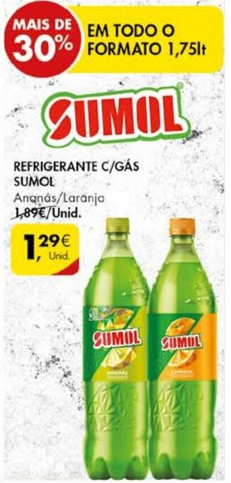 Pingo Doce Refrigerante C/Gás Sumol 1,75lt promoção