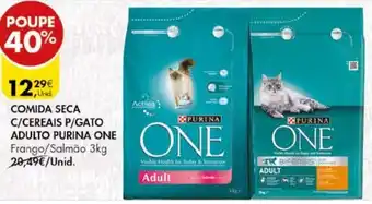 Pingo Doce Comida Seca C/Cereais P/Gato Adulto Purina One 3Kg promoção