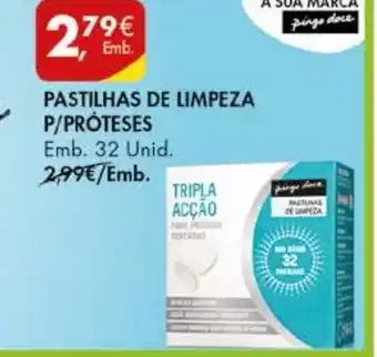 Pingo Doce Pastilhas de Limpeza P/Próteses 32 Unid promoção