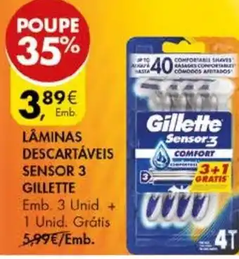 Pingo Doce Lâmina Descartável Sensor3 Gillette 3 Unid + 1 Unid promoção