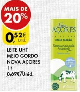 Pingo Doce Leite UHT Meio Gordo Nova Açores 1lt promoção