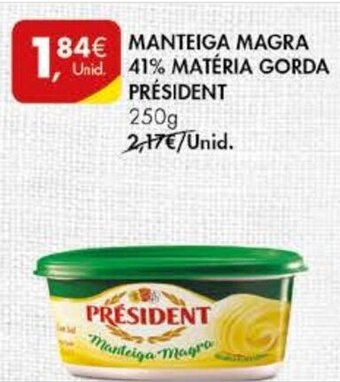 Pingo Doce Manteiga Magra 41% de Matéria Gorda Président 250g promoção