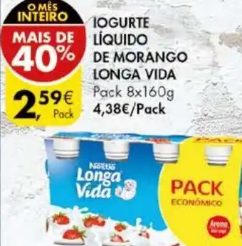 Pingo Doce Iogurte Líquido de Morango Longa Vida Pack 8x160g promoção