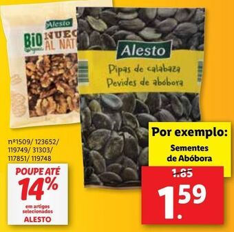 Lidl Semente de abóbora alesto promoção