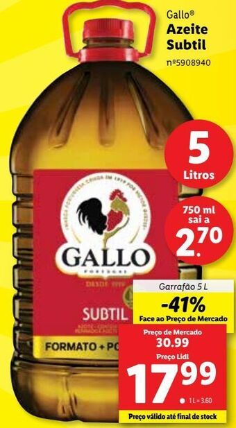 Lidl Azeite gallo promoção