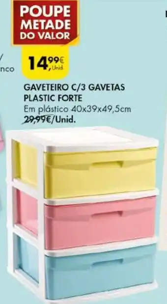 Pingo Doce Gaveteiro C/3 Gavetas Plastic Forte promoção