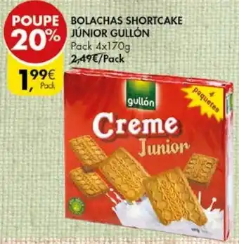 Pingo Doce BOlachas Shortcake Júnnior Gullón Pack 4x170g promoção