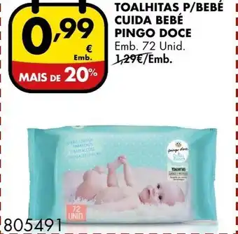 Pingo Doce Toalhitas P/Bebé Cuida Bebé Pingo Doce 72 Unid promoção