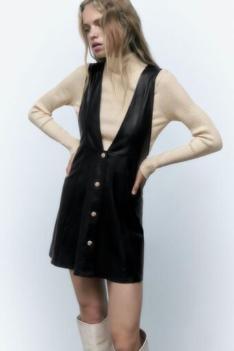 ZARA Vestido com efeito pele promoção