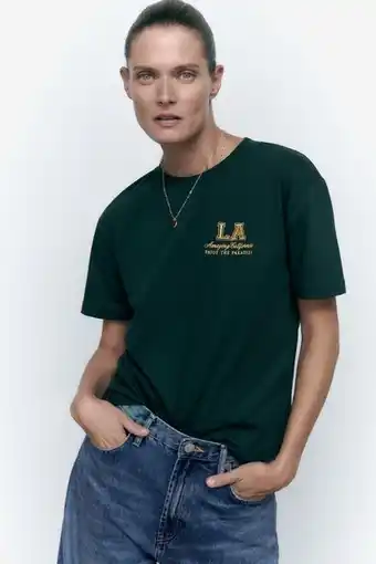 ZARA T-shirt com remendo de texto promoção