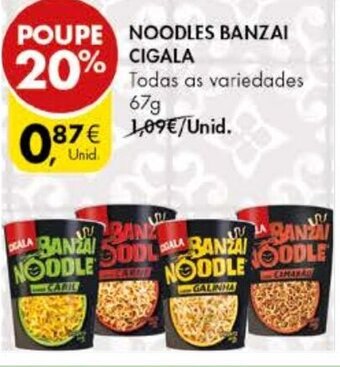 Pingo Doce Noodles Banzai Cigala 67g promoção