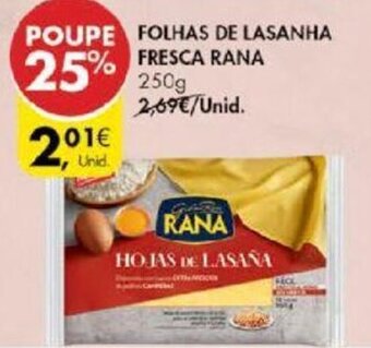 Pingo Doce Folhas de Lasanha Fresca Rana 250g promoção
