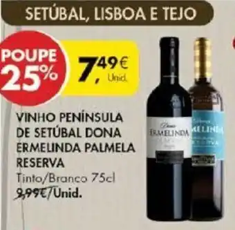Pingo Doce Vinho Peninsula de Setubal Dona Emelinda Palmela Reserva 75cl promoção