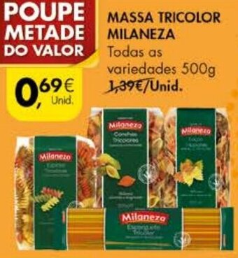 Pingo Doce Massa Tricolor Milaneza 500g promoção