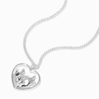 Claire's Silver flame heart pendant necklace promoção