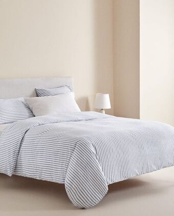 ZARA HOME Capa de edredão com riscas azuis promoção