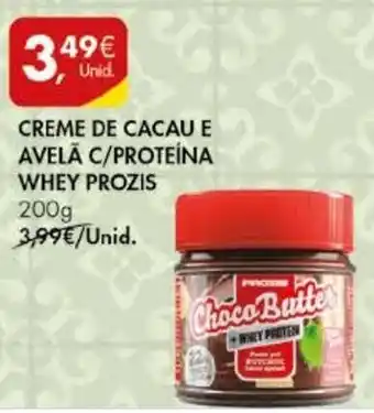 Pingo Doce Creme de Cacau e Avelã C/ Proteína Whet Prozis 200g promoção