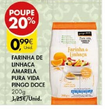Pingo Doce Farinha de Linhaça Amarela Pura Vida Pingo Doce 200g promoção