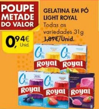 Pingo Doce Gelatina em Pó Light Royal 31g promoção