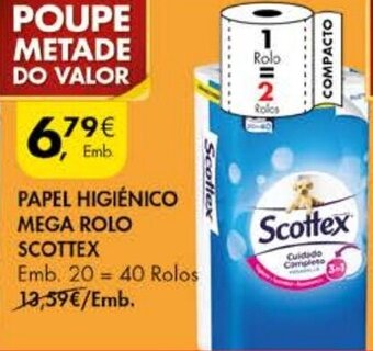 Pingo Doce Papel Higiénico Mega Rolo Scottex 20=40 Rolos promoção