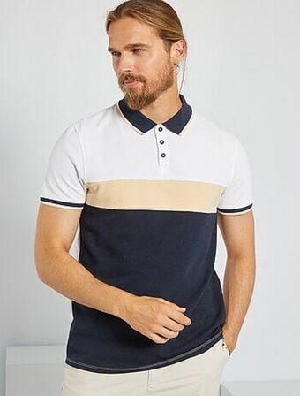 Kiabi Polo color-block em piqué de algodão promoção