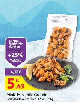 Auchan Miolo mexilhão grande congelado 450 gr promoção