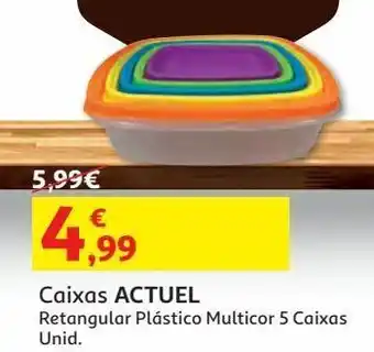 Auchan Caixas rectangulares actuel plastico multicor 5 cx promoção