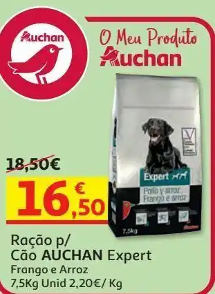 Auchan Ração p/ cão auchan expert frango e arroz 7.5kg promoção