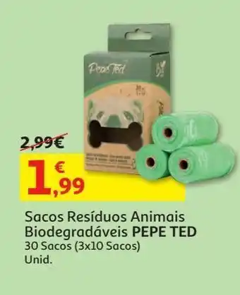 Auchan Sacos resíduos animais biodegradáveis pet 30 sacos (3x10 sacos) pepe ted promoção