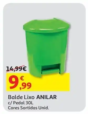 Auchan Balde lixo anilar c/ pedal 30lt promoção