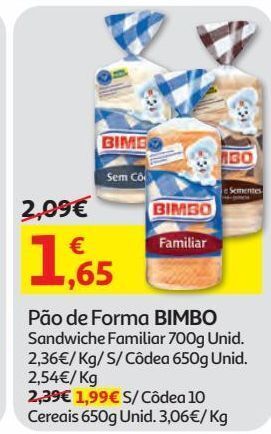 Auchan Pão forma bimbo promoção