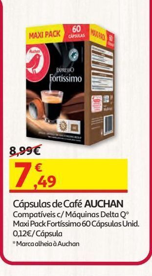 Auchan Cafe expresso dq auchan maxipack fortíssimo 60un promoção