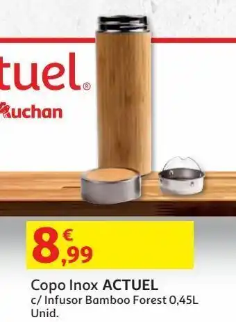 Auchan Copo inox c/ infusor actuel bamboo forest 0.45l promoção