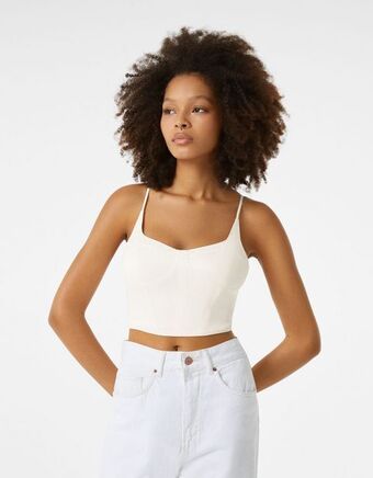 Top alças corset acetinado