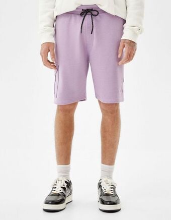 Bershka Calções bermuda cargo felpa promoção