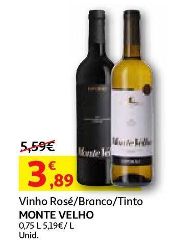 Auchan Vinho branco monte velho promoção