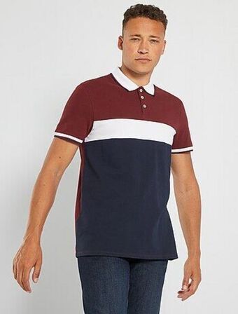 Kiabi Polo color-block em piqué de algodão promoção
