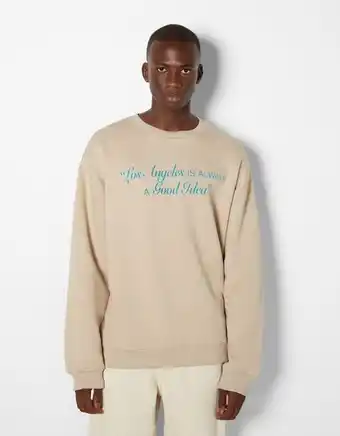 Bershka Sweatshirt decote redondo estampado promoção