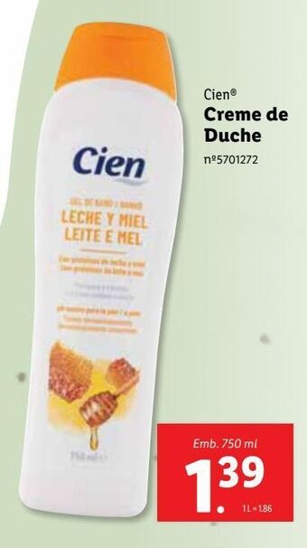 Lidl Gel de banho cien promoção