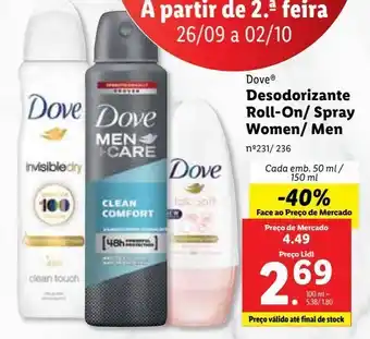 Lidl Desodorizante dove promoção