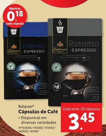 Lidl Cápsulas de café bellarom promoção