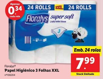 Lidl Papel higiênico floralys promoção