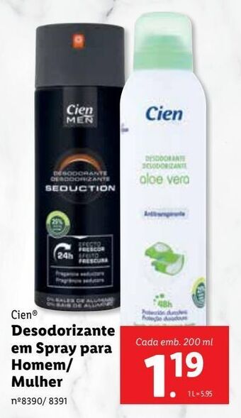 Lidl Desodorizante cien promoção