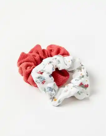 Pack 2 elásticos scrunchie para bebé e menina, rosa/branco