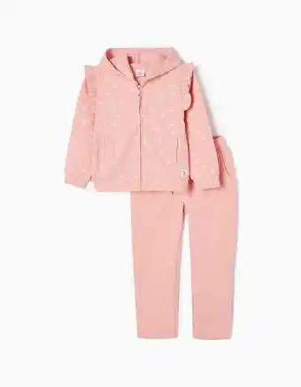 Fato de treino em algodão motivo floral para menina, rosa