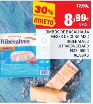 Continente Lombos de Bacalhau 4 Meses de Cura MSC Riberalves 550g promoção