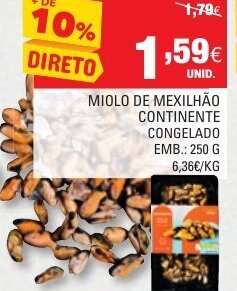 Miolo de Mexilhão Continente 250g