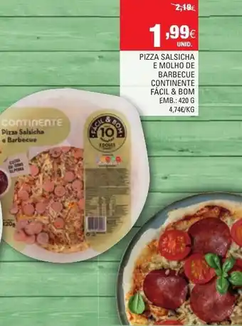 Continente Pizza Salsicha e Molho de Barbecue Continente Fácil & Bom 420g promoção